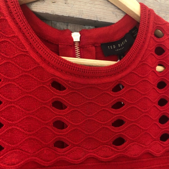 Ted Baker Jaquard red dress Size 4 (US 10) NWT - Picture 2 of 5